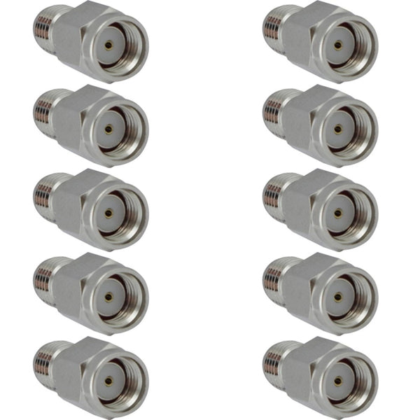 Pack of 10 RP SMA Male to SMA Female Adaptor