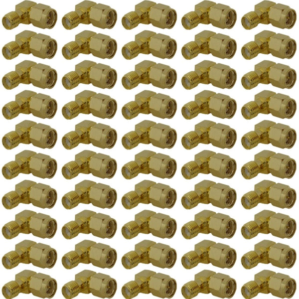Pack of 50 Right Angle SMA Male to SMA Female Adaptor