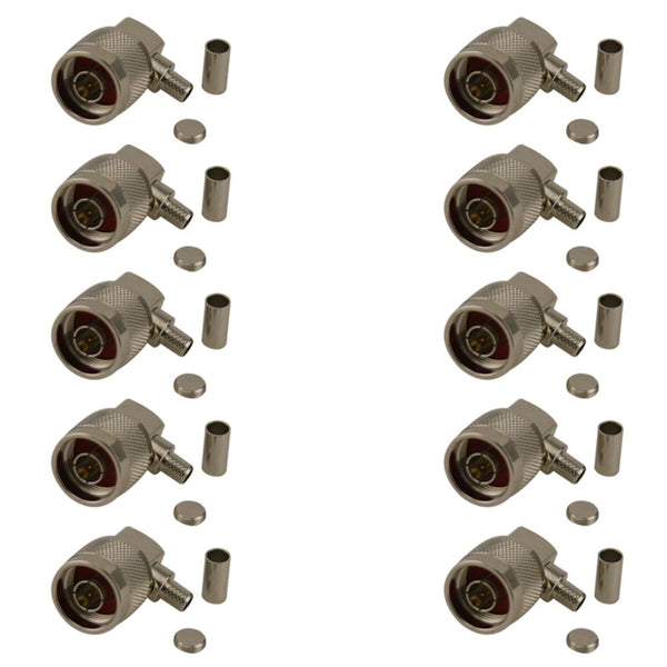 Pack of 10 Right Angle N-Type Male Crimp Connector - CLF200