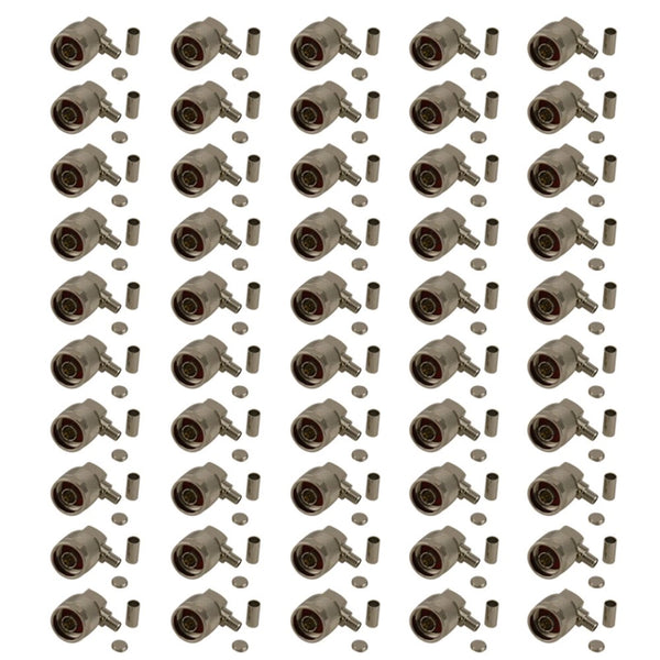 Pack of 50 Right Angle N-Type Male Crimp Connector - CLF200