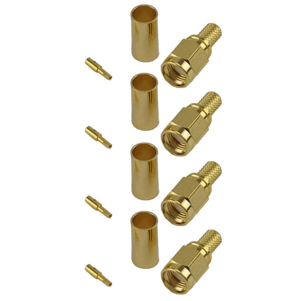 Pack of 4 RP SMA Male Crimp Connector - CLF200