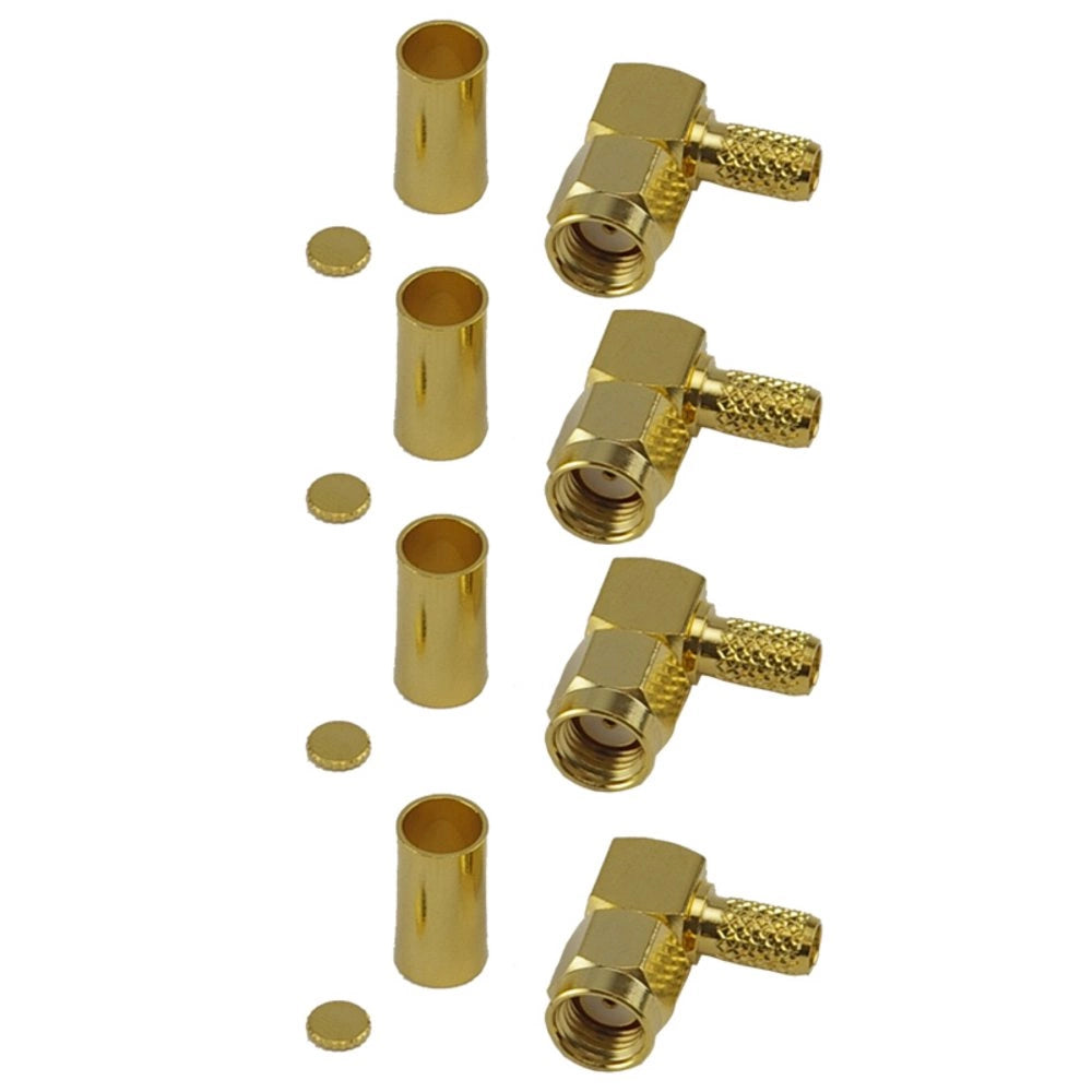 4 Right Angle RP-SMA Male Crimp Connector - CLF200 – Wifi Antennas