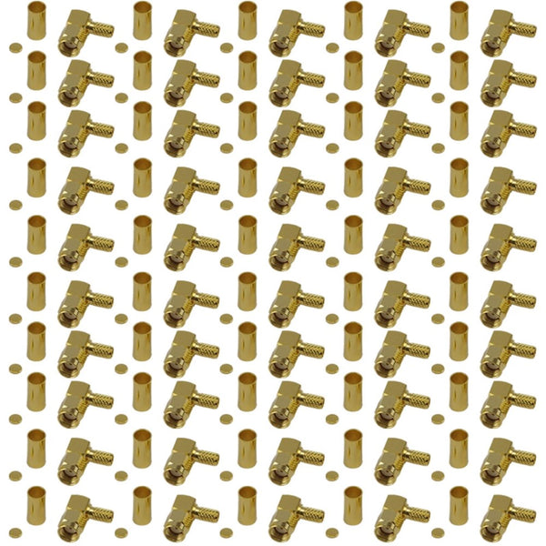 Pack of 50 Right Angle RP-SMA Male Crimp Connector - CLF200