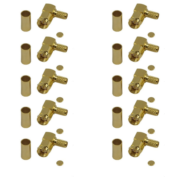 Pack of 10 Right Angle SMA Male Crimp Connector - CLF200