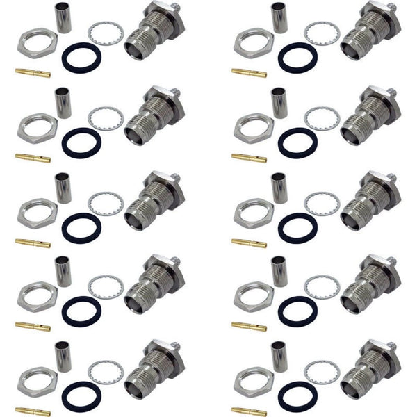Pack of 10 TNC Female Crimp connector - RG58/CLF200