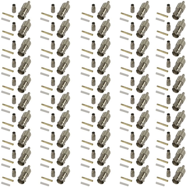 Pack of 50 BNC Female Crimp Connector - RG316/RG174