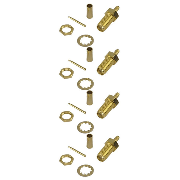 Pack of 4 RP SMA Female Crimp Connector - RG316/RG174