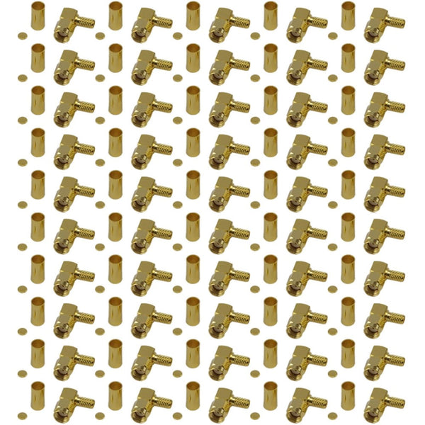 Pack of 50 Right Angle RP-SMA Male Crimp Connector - RG316/RG174