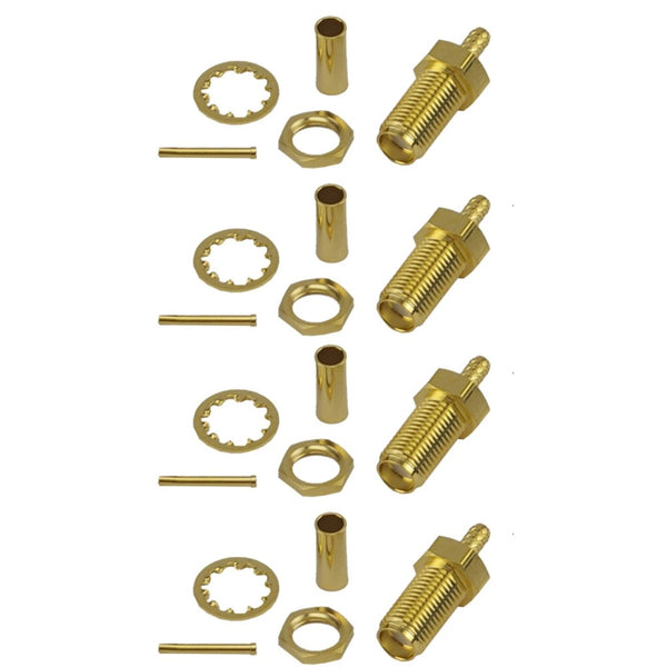 Pack of 4 SMA Female Crimp Connector - RG316/RG174