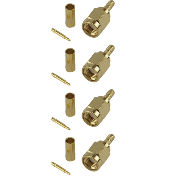 Pack of 4 SMA Male Crimp Connector - RG316/RG174