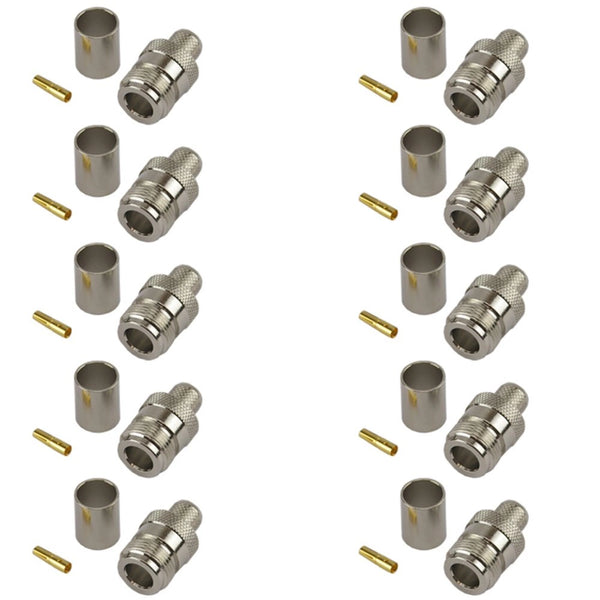 Pack of 10 N-Type Female Crimp Connector - HDF400
