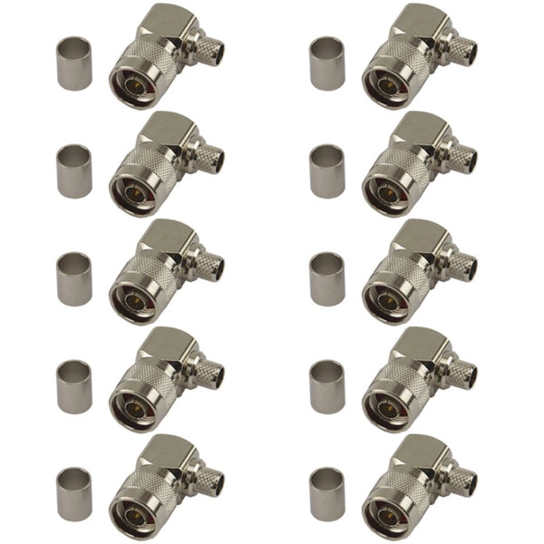 Pack of 10 Right Angle N-Type Male Crimp Connector - HDF400