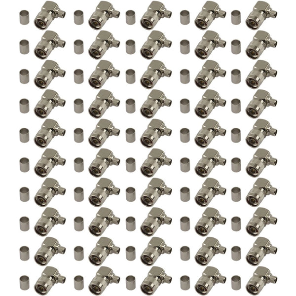 Pack of 50 Right Angle N-Type Male Crimp Connector - HDF400