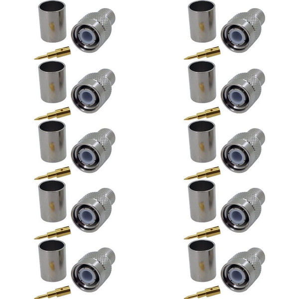 Pack of 10 TNC Male Crimp connector - HDF400 cable