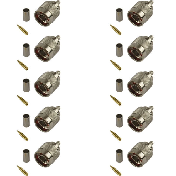 Pack of 10 N-Type Male Crimp Connector for RG58 Cable