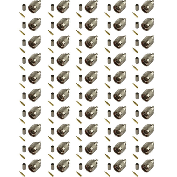 Pack of 50 N-Type Male Crimp Connectors - RG58