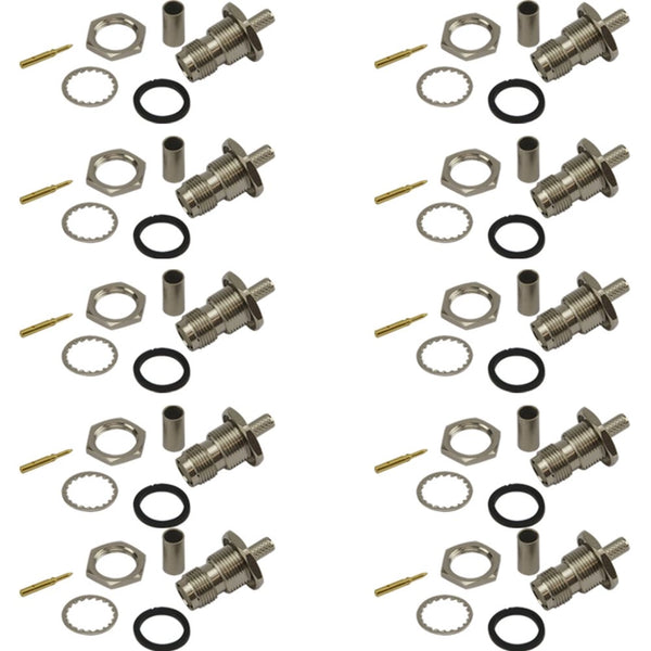 Pack of 10 RP TNC Female Crimp Connectors for RG58 Cable