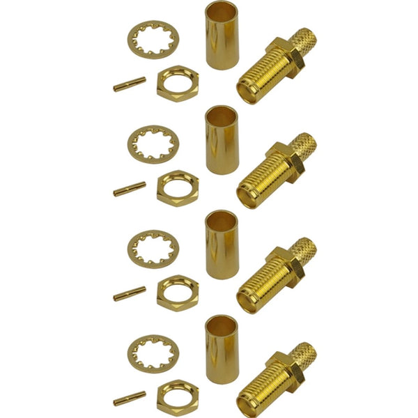 Pack of 4 SMA Female Crimp Connector - RG58