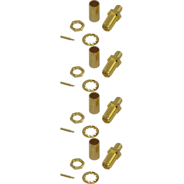 Pack of 4 RP SMA Female Crimp Connector - RG58